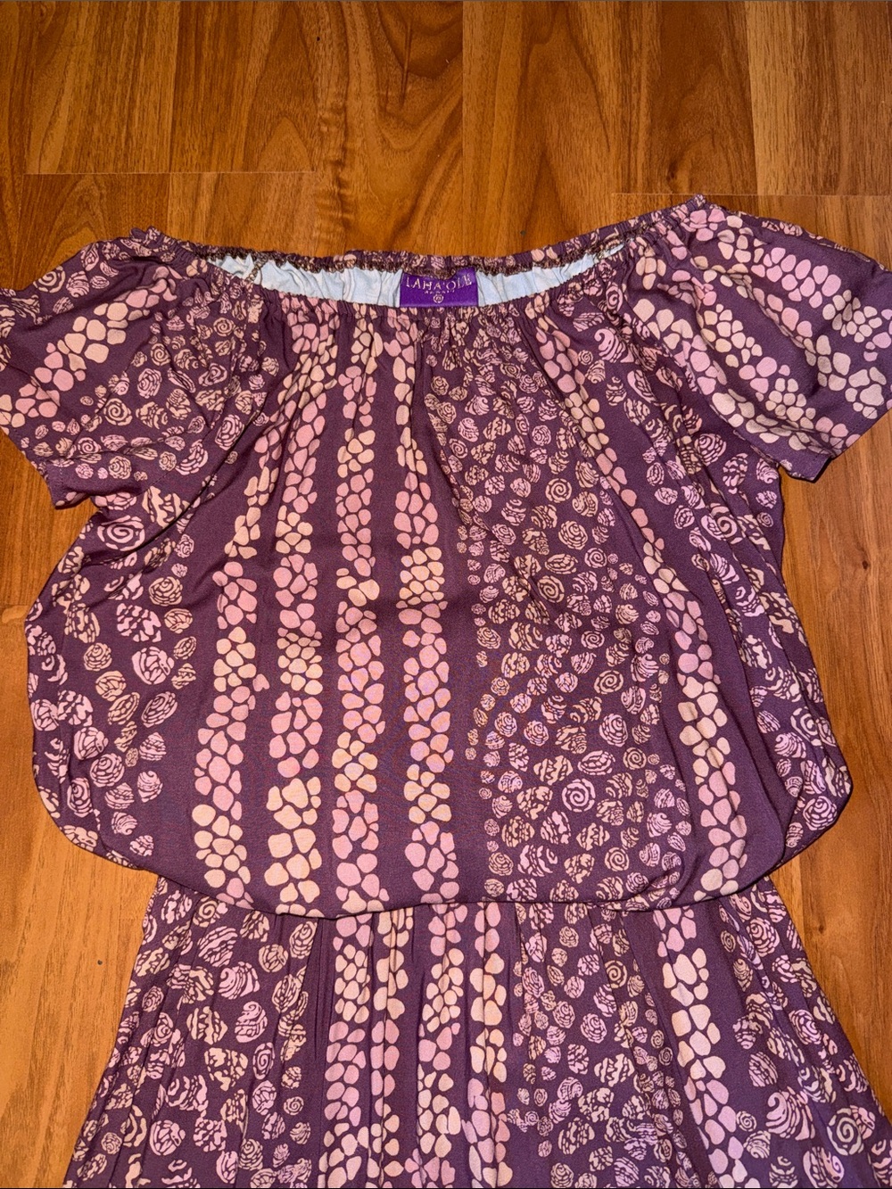 Lahaole Purple Off-Shoulder Print Casual Dress - Picture 2 of 3